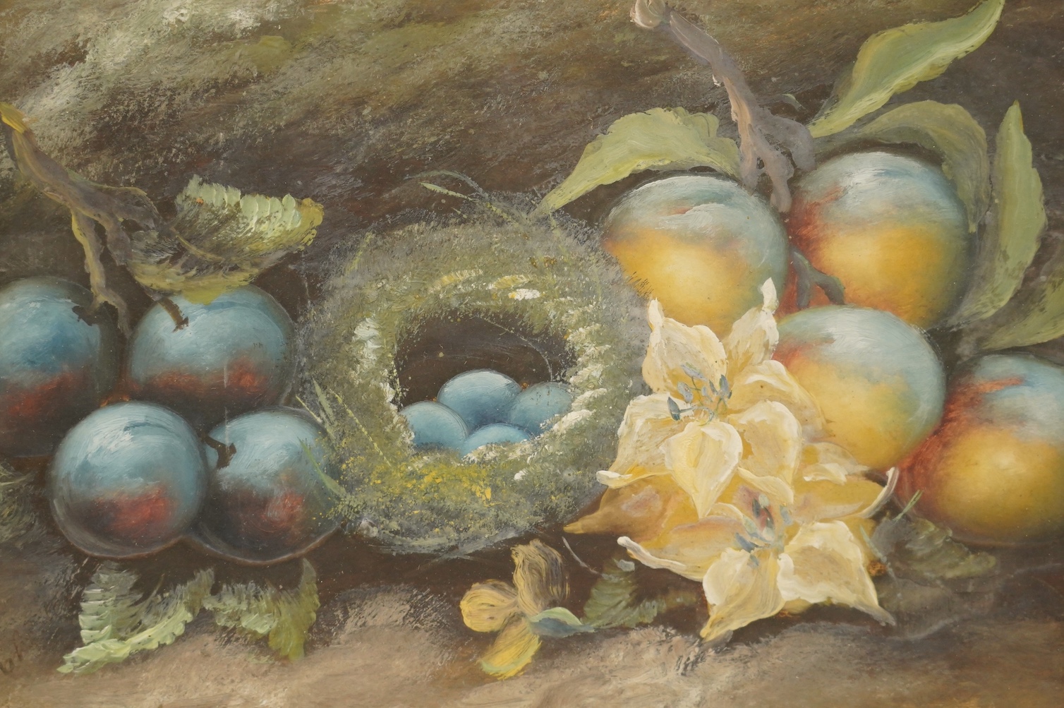 Late 19th / early 20th century English School, pair of watercolours, Still lifes of fruit, each indistinctly signed lower left, 23 x 32cm. Condition - fair